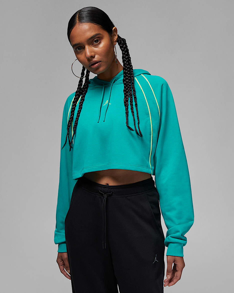 Jordan Sport Women's Cropped Sweatshirt - New Emerald/Valerian Blue/Key Lime/Key Lime