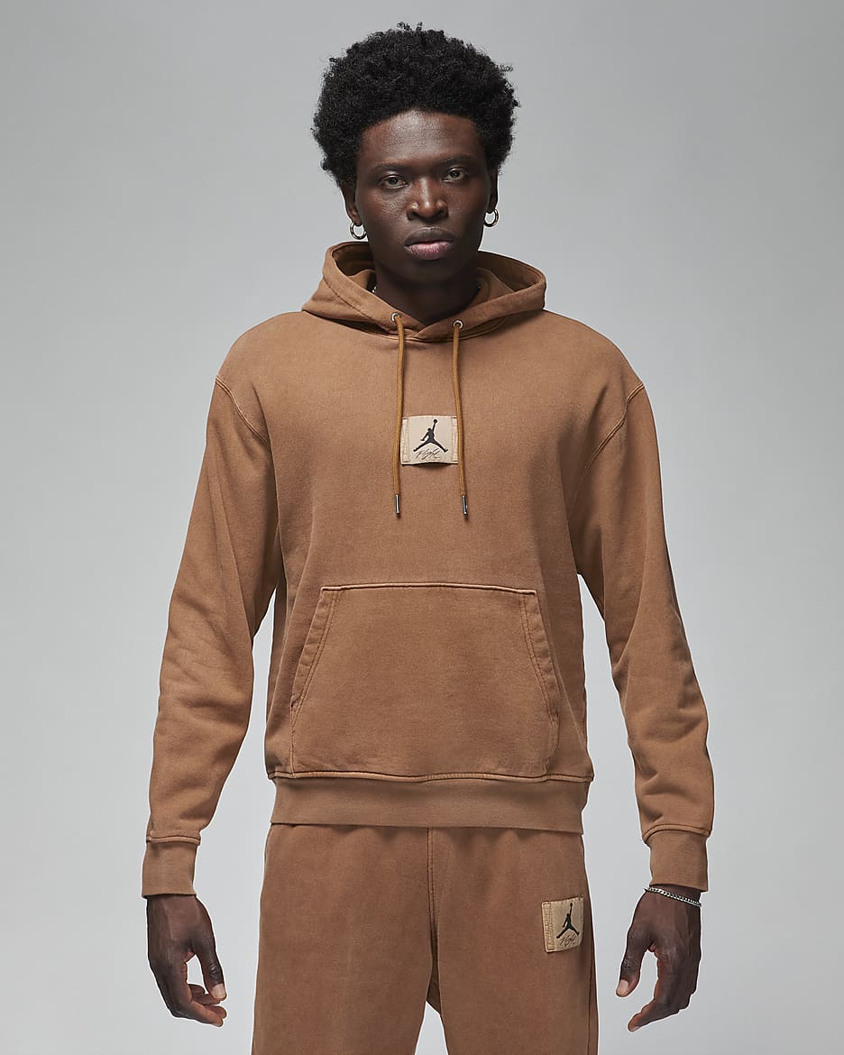 Jordan Flight Fleece hoodie met gewassen look voor heren - Light British Tan