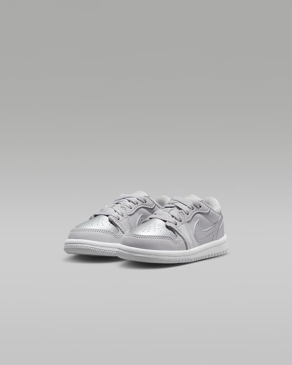 Jordan 1 Retro Low 'Silver' Baby/Toddler Shoes - Neutral Grey/White/Metallic Silver