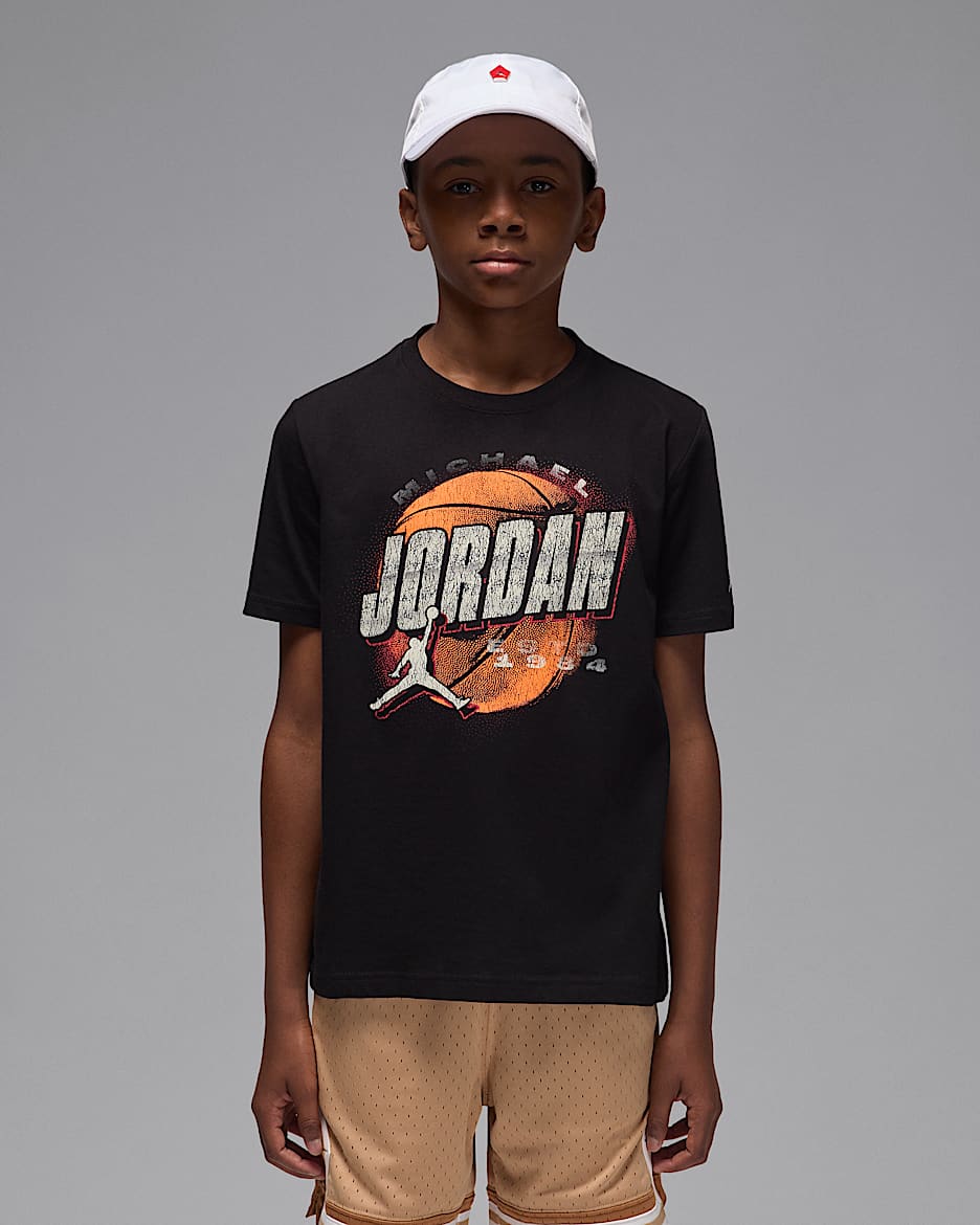 Jordan Big Kids' Distressed Chrome T-Shirt - Black