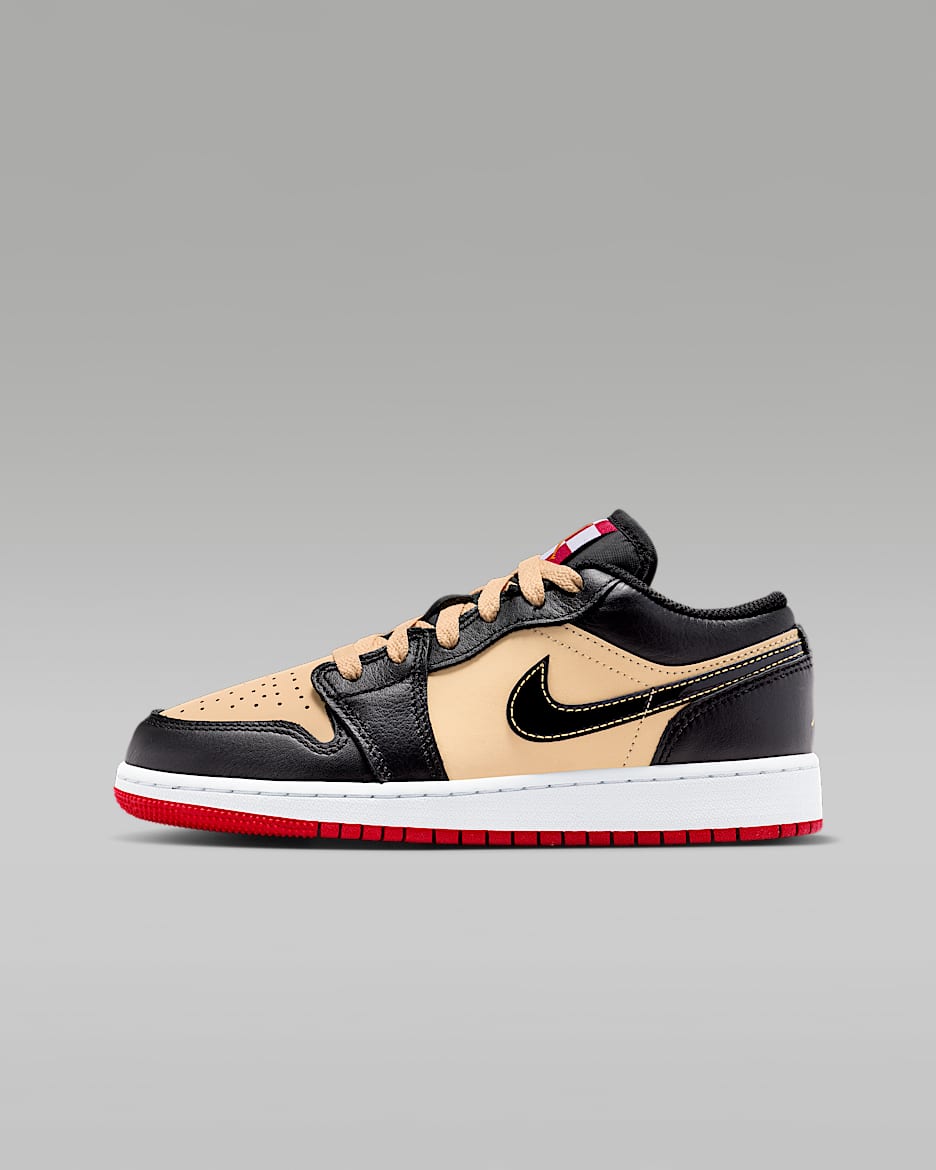 Air Jordan 1 Low SE Older Kids' Shoes - Sesame/Fire Red/White/Black