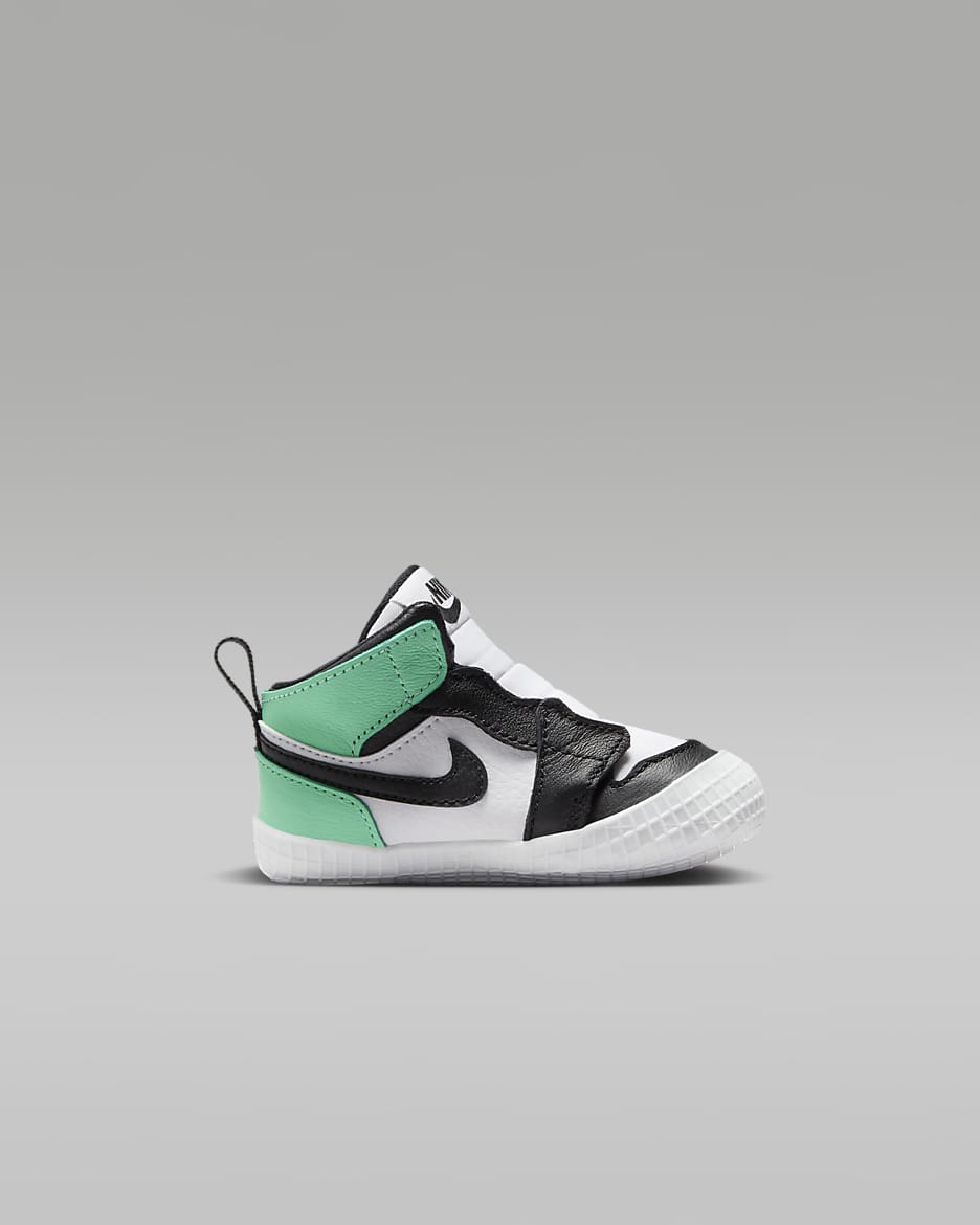 Jordan 1 Baby Cot Bootie - White/Green Glow/Black