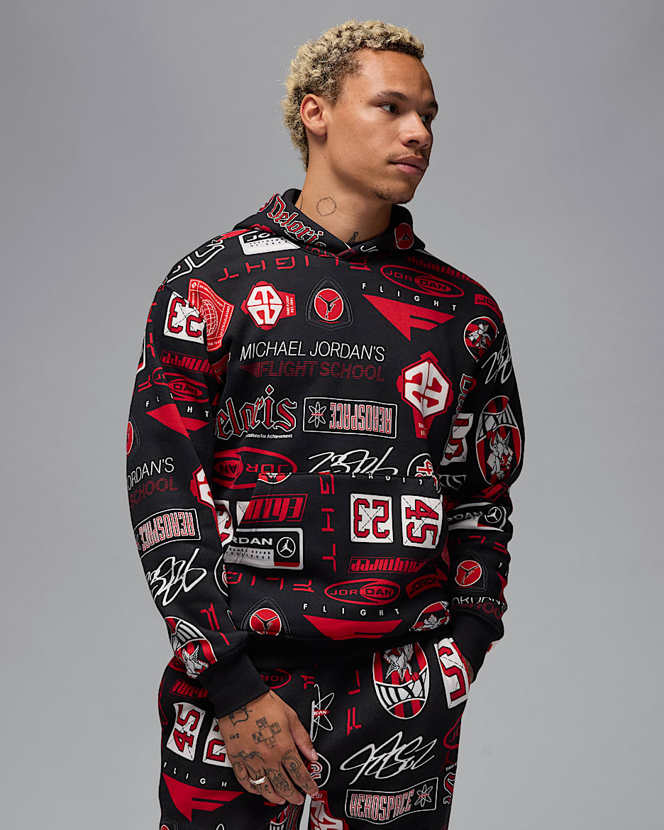 Jordan Essentials Fleece-Hoodie mit Print (Herren) - Schwarz/Varsity Red