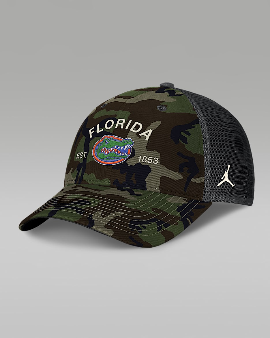Florida 2025 Military Appreciation Rise Men's Jordan Brand College Trucker Adjustable Hat - Olive