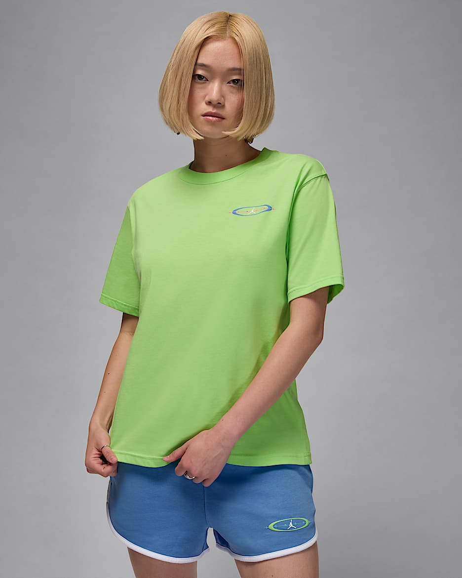 Jordan Brooklyn Women's Graphic T-Shirt - Key Lime/University Blue/White