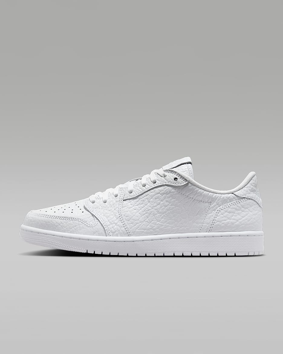 Air Jordan 1 Retro Low Men's No-Swoosh Shoes - White/White/White