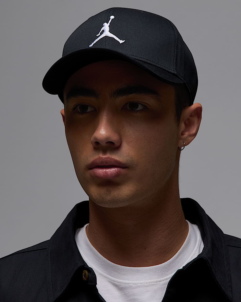 Jordan Rise Structured Curved-Bill Hat - Black/White