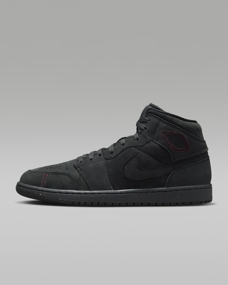 Sko Air Jordan 1 Mid SE Craft för män - Dark Smoke Grey/Varsity Red/Svart