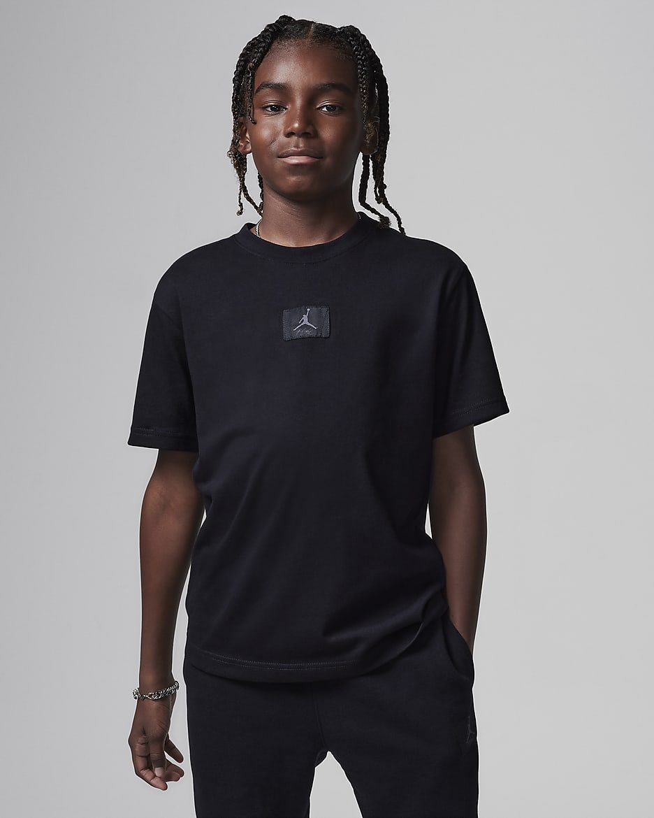 Jordan Big Kids' Ripped Flight Patch T-Shirt - Black