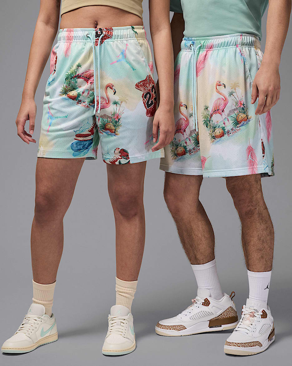 Jordan Essentials Men's Printed Mesh Shorts - Sail/Glacier Blue