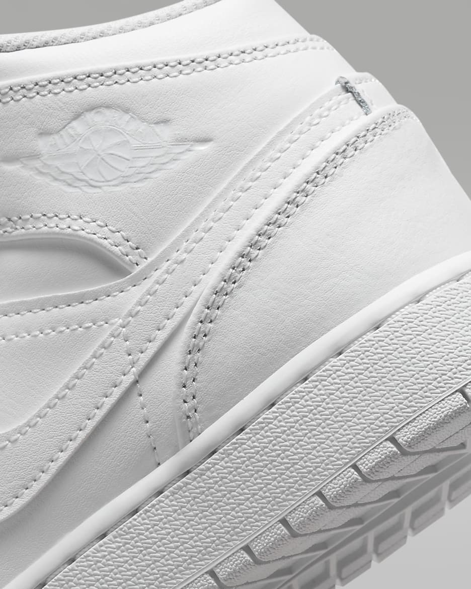 Jordan 1 Mid Older Kids' Shoes - White/White/White