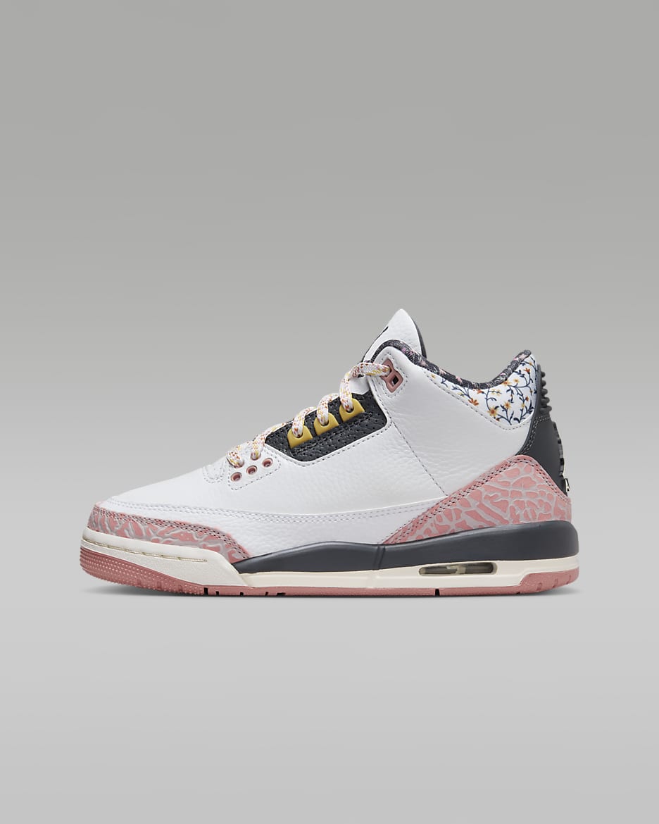 Air Jordan 3 Retro 大童鞋款 - 白色/Reb Stardust/Sail/Anthracite