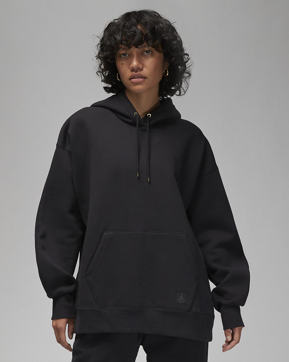 Jordan Flight Fleece Sudadera con capucha con forro de satén - Mujer - Negro