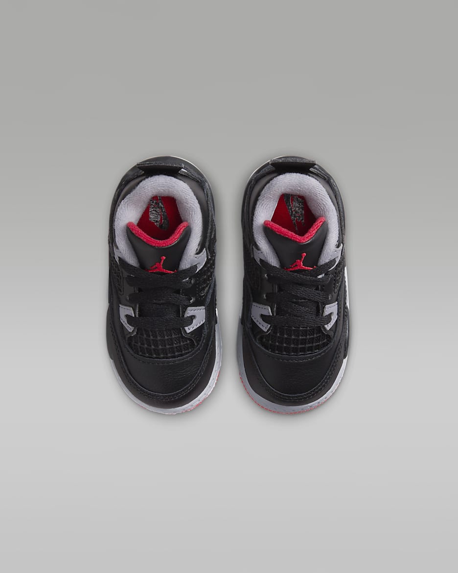 Jordan 4 Retro Baby/Toddler Shoes - Black/Cement Grey/Summit White/Fire Red