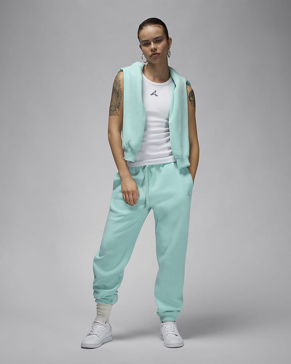 Jordan Brooklyn Fleece Women's Trousers - Light Dew/White