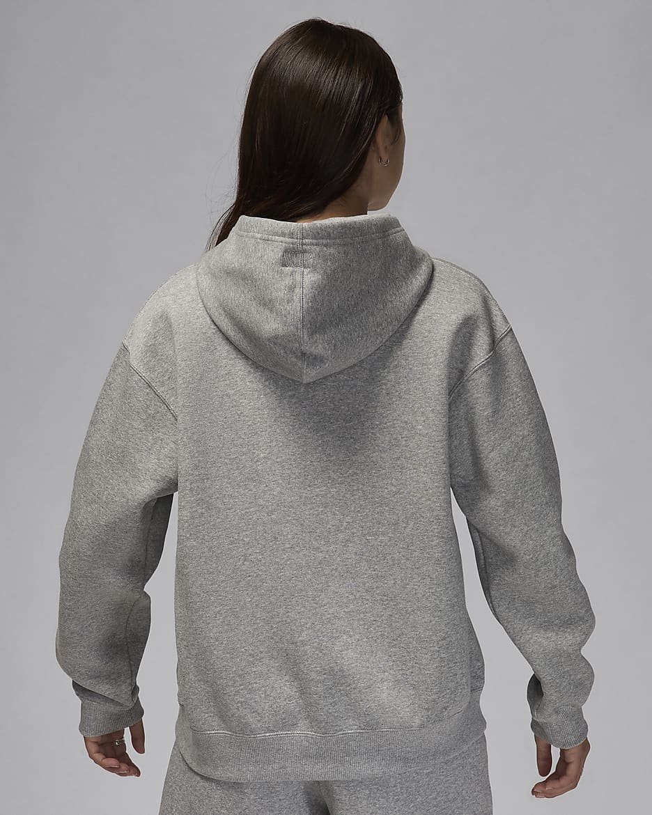 Jordan Brooklyn Fleece Women's Pullover Hoodie - Dark Grey Heather/Base Grey