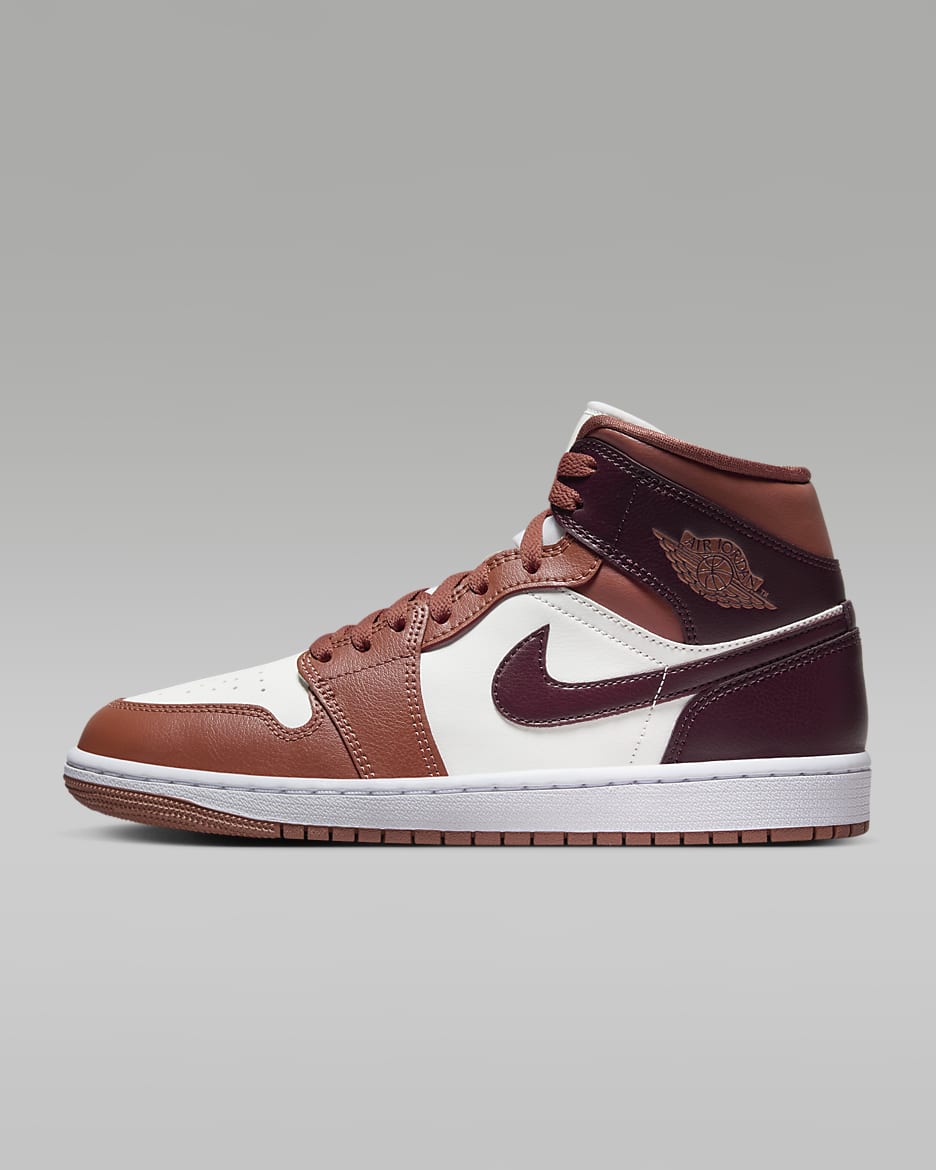 รองเท้าผู้หญิง Air Jordan 1 Mid - Dusty Peach/Sail/ขาว/Night Maroon