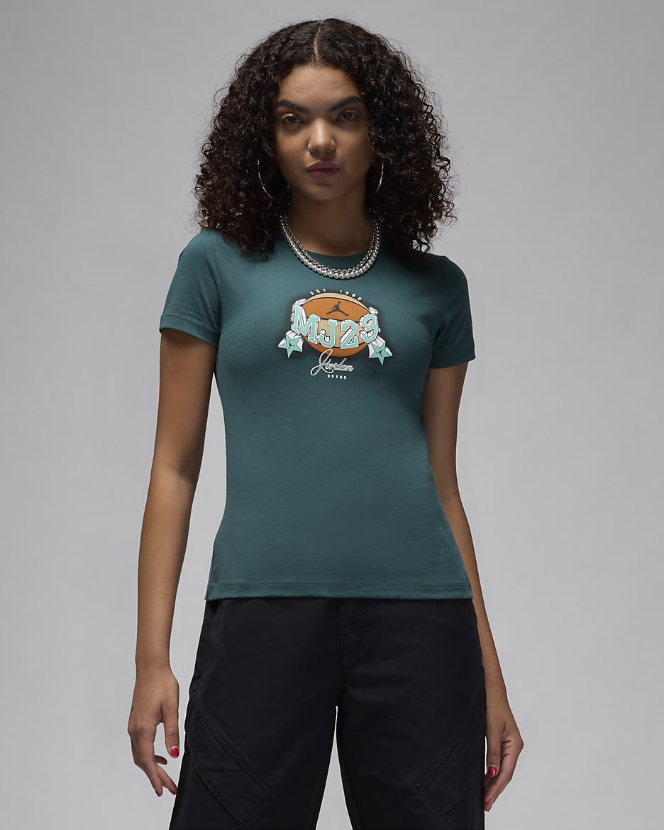 Playera de ajuste slim para mujer Jordan Essential - Verde oxidado