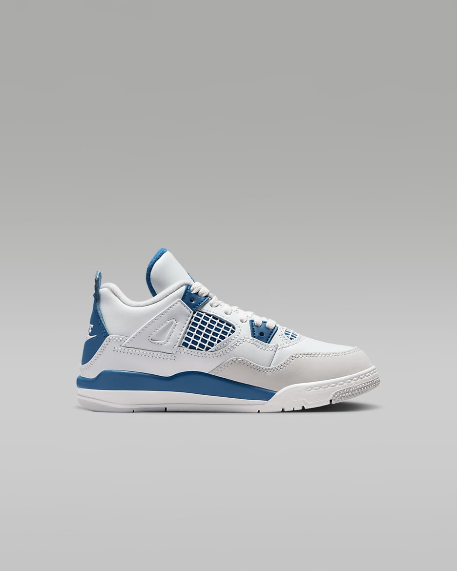 Jordan 4 Retro 'Industrial Blue' Younger Kids' Shoes - Off-White/Neutral Grey/Military Blue