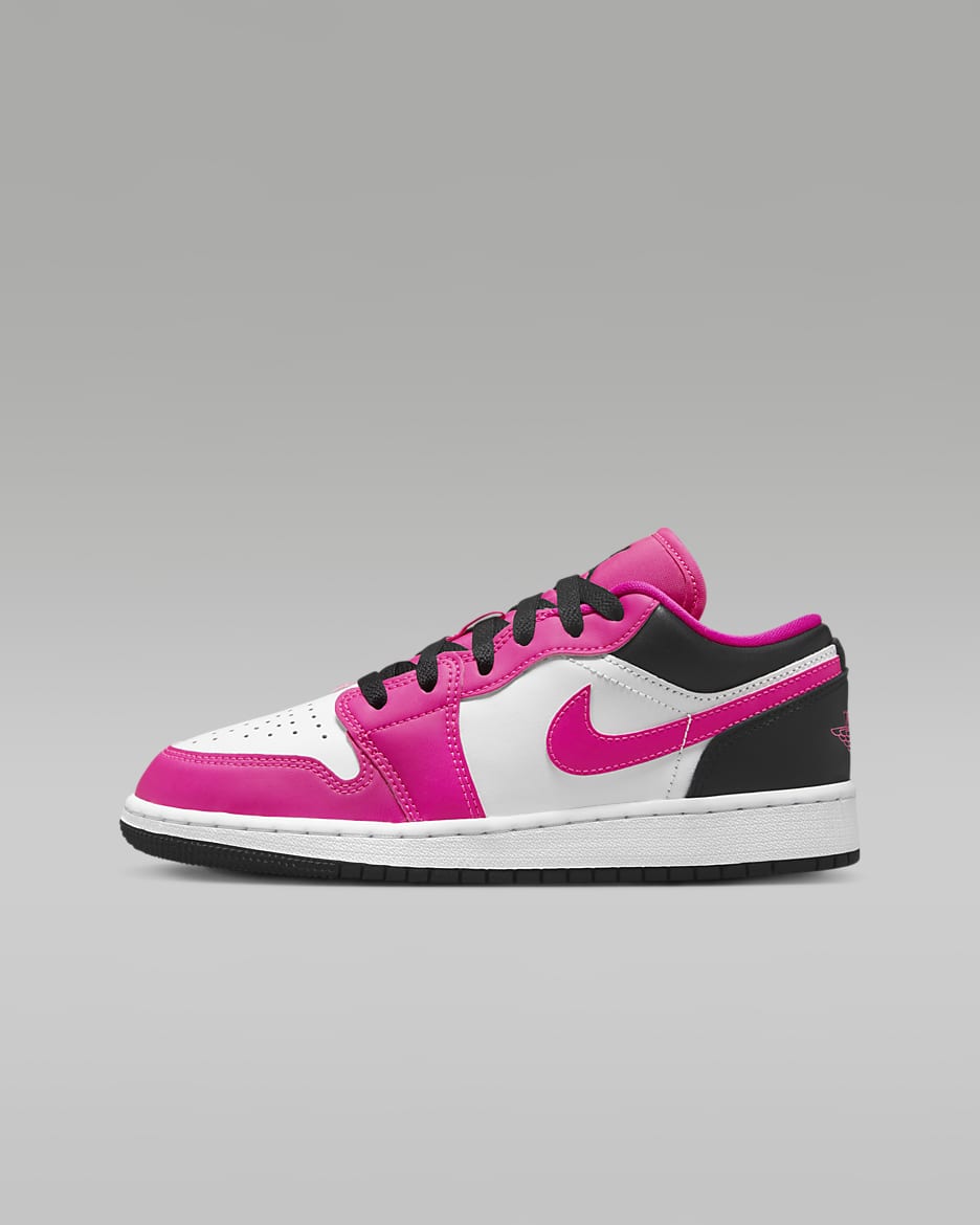 Air Jordan 1 Low Older Kids' Shoes - Fierce Pink/White/Black