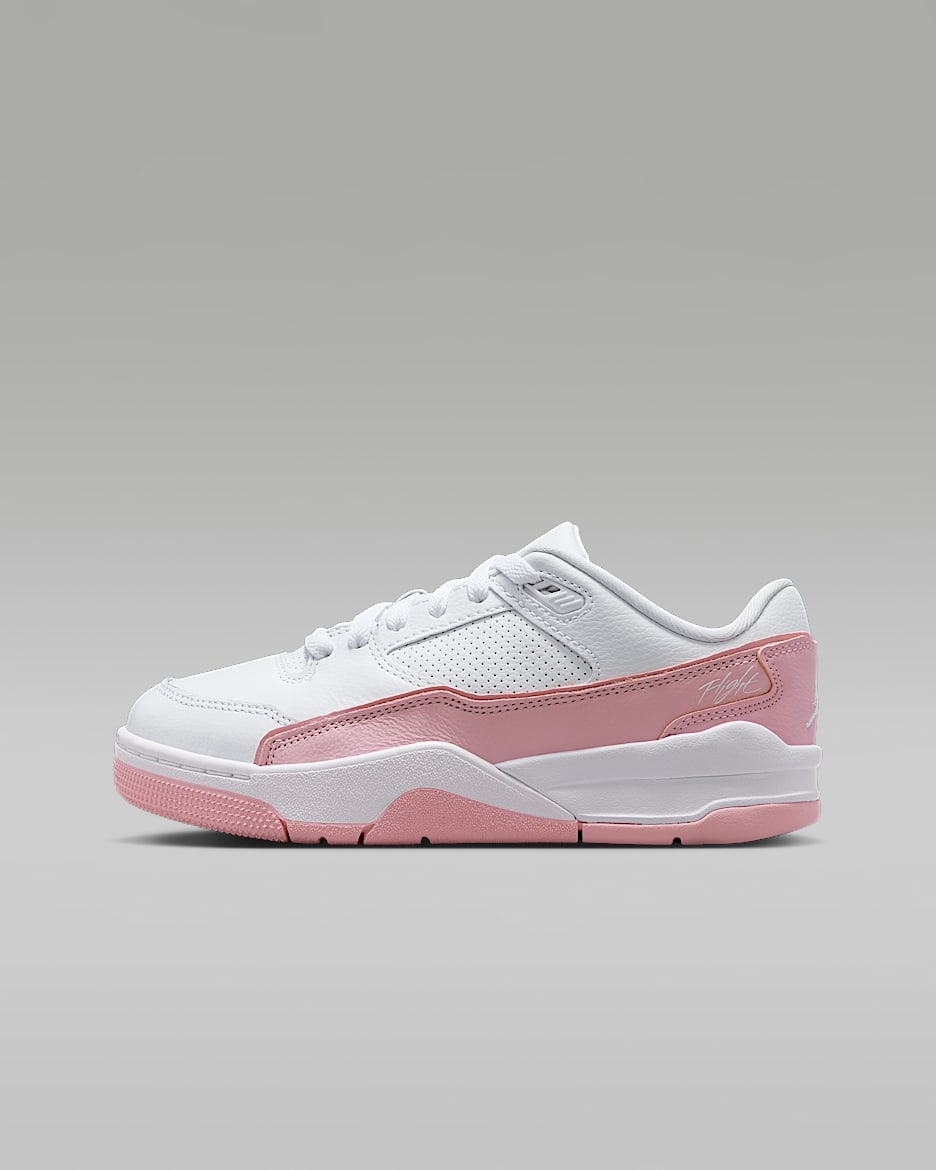 Jordan Flight Court sko til store barn - Hvit/Medium Soft Pink