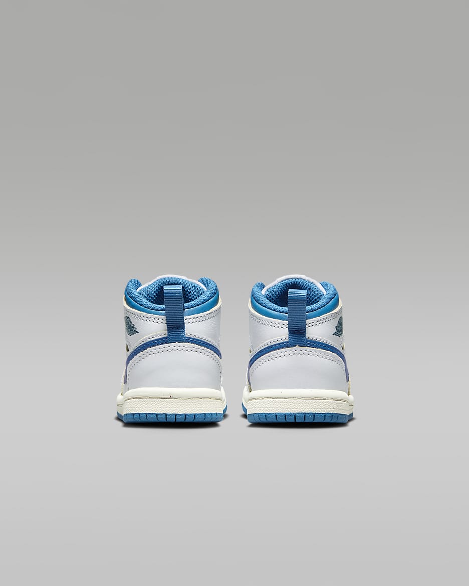 Jordan 1 Mid SE Baby/Toddler Shoes - White/Sail/Industrial Blue