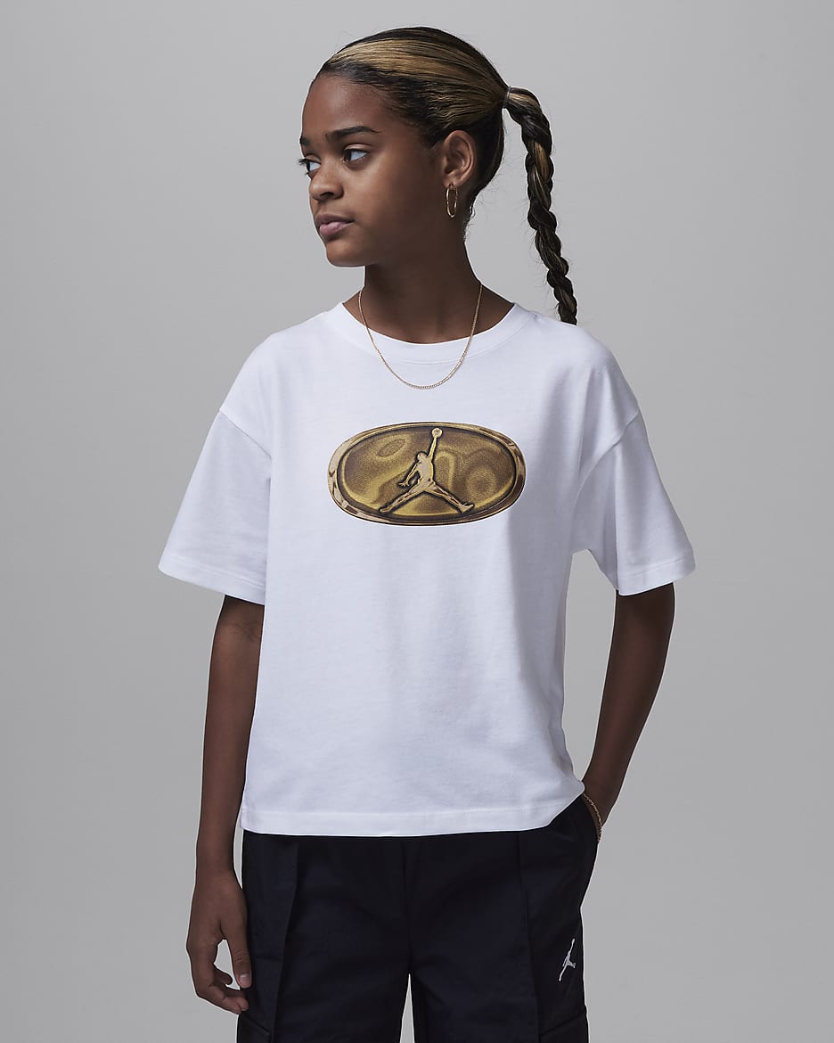 Playera para niños talla grande Jordan 1st Baby Blue - Blanco