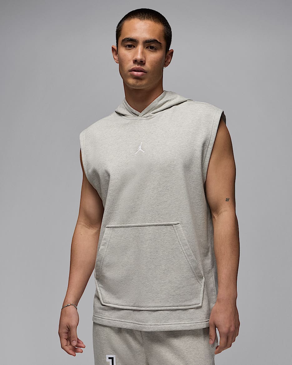 Sweat à capuche sans manches Dri-FIT Jordan Sport Crossover pour homme - Grey Heather/Blanc