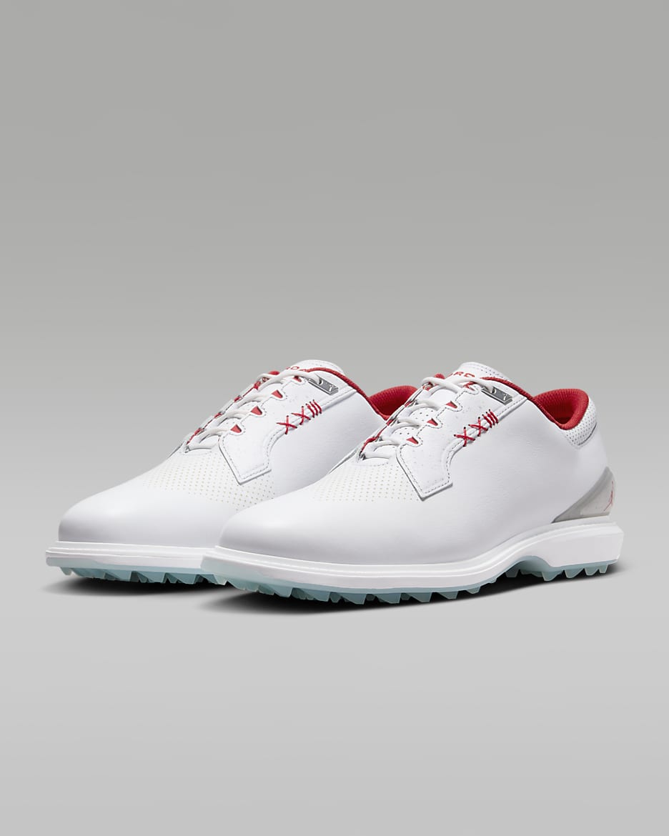 Tenis de golf (anchos) Jordan ADG 5 - Blanco/Plata metalizado/Tinte azul/Rojo pasión