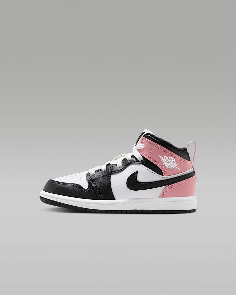 Scarpa Jordan 1 Mid – Bambini - Bianco/Rust Pink/Nero