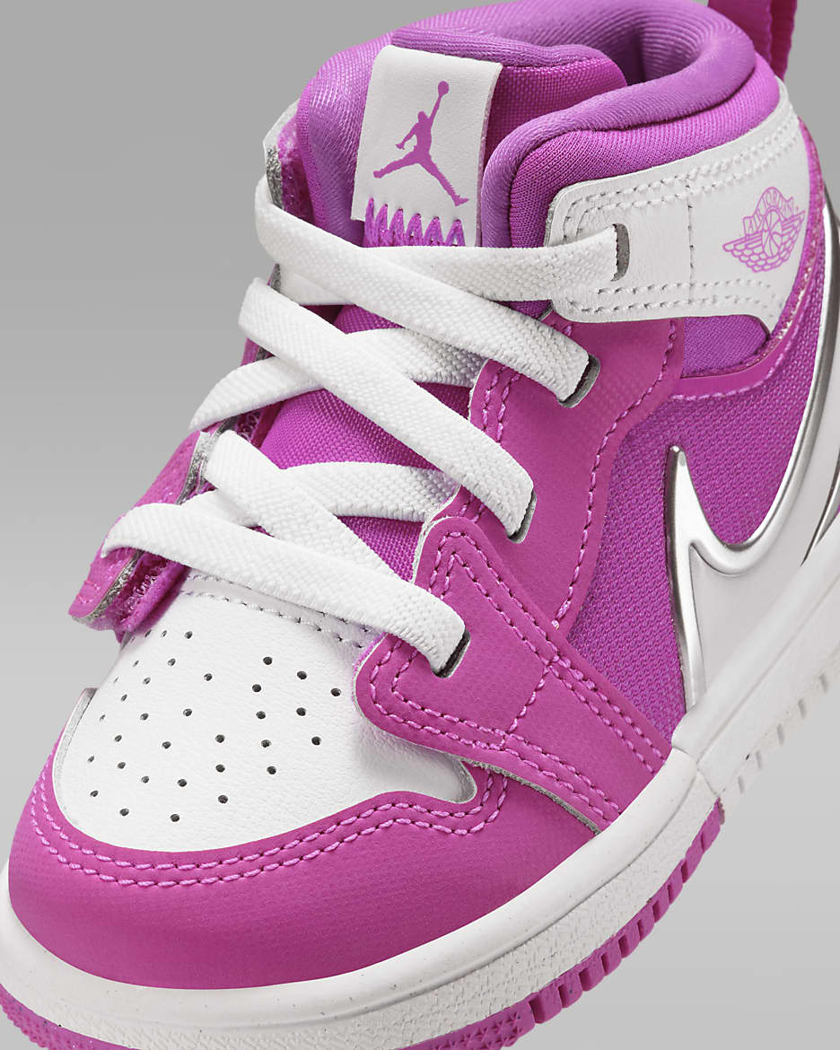 Tenis para bebé e infantil Jordan 1 Mid RM EasyOn - Rosa pasión/Blanco