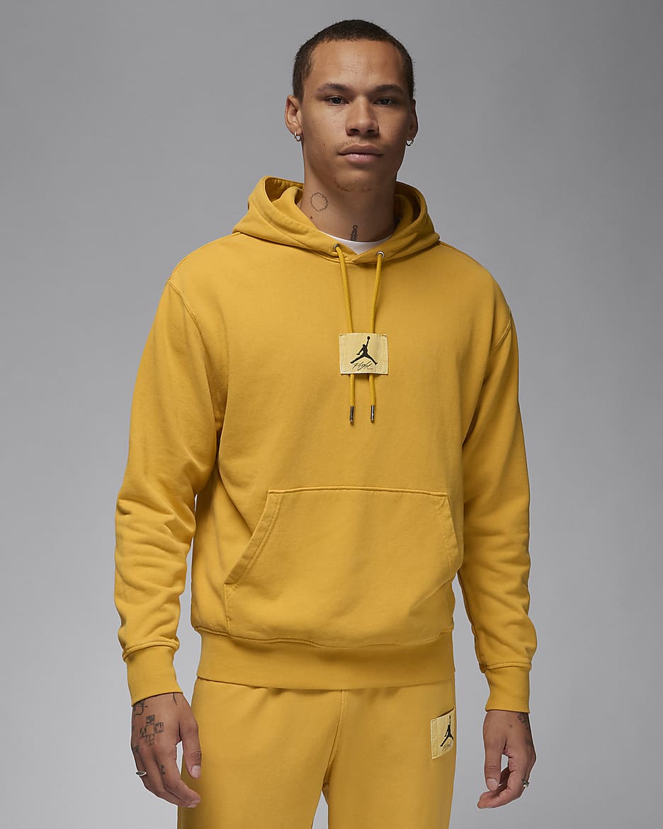 Jordan Flight Fleece Men's Washed Pullover Hoodie - Yellow Ochre