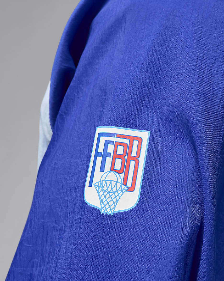 Jordan Sport JAM x Fédération Française de Basketball warming-upjack voor heren - Old Royal/Celestine Blue/Wit