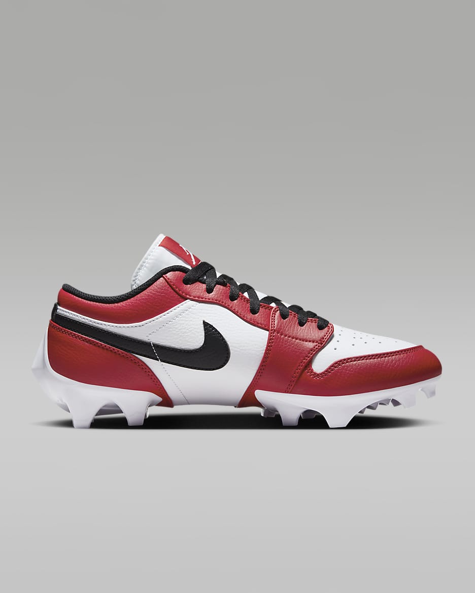 Jordan 1 Low TD Men's Football Cleat - White/Varsity Red/Black