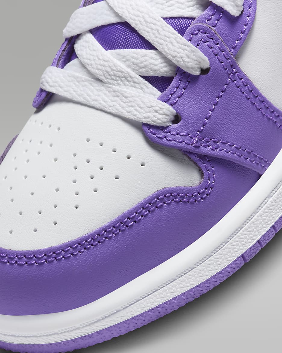 Jordan 1 Mid Younger Kids' Shoes - Purple Venom/White