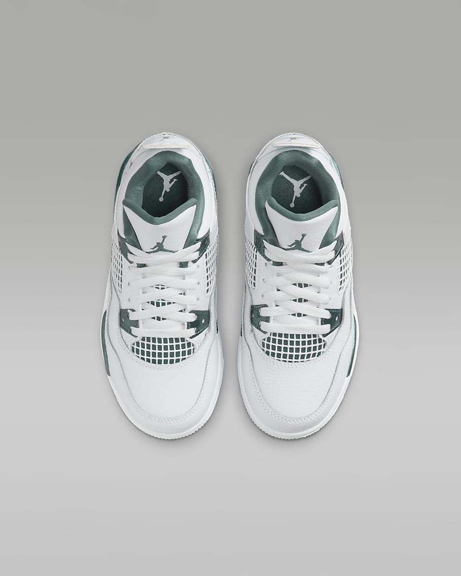 Jordan 4 Retro "Oxidized Green" Little Kids' Shoes - White/White/Neutral Grey/Oxidized Green