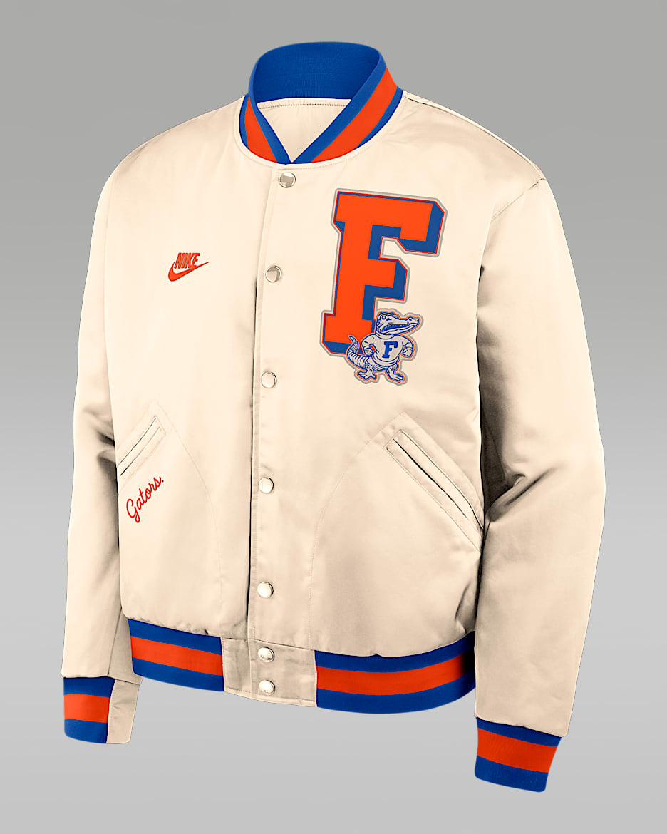 Florida Legacy Men's Nike College Full-Snap Bomber Jacket - Tan/Beige