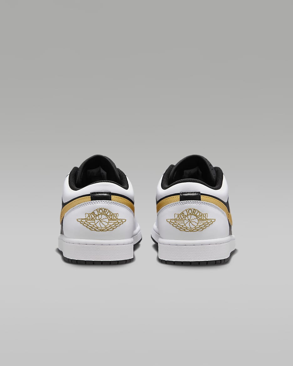 Tenis para hombre Air Jordan 1 Low - Blanco/Negro/Oro metalizado