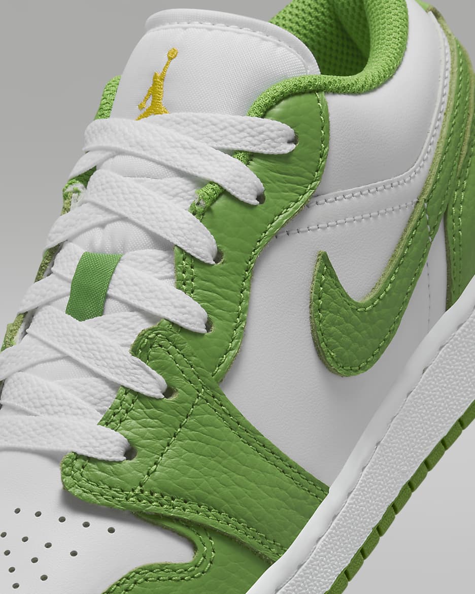 Air Jordan 1 Low SE Older Kids' Shoes - White/Lightning/Chlorophyll