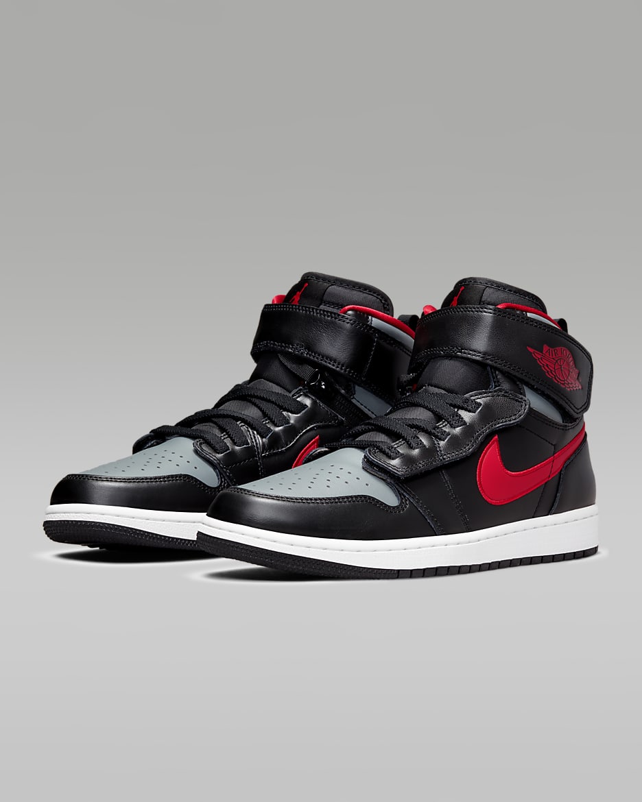 Air Jordan 1 Hi FlyEase Men's Shoes - Black/Smoke Grey/White/Gym Red