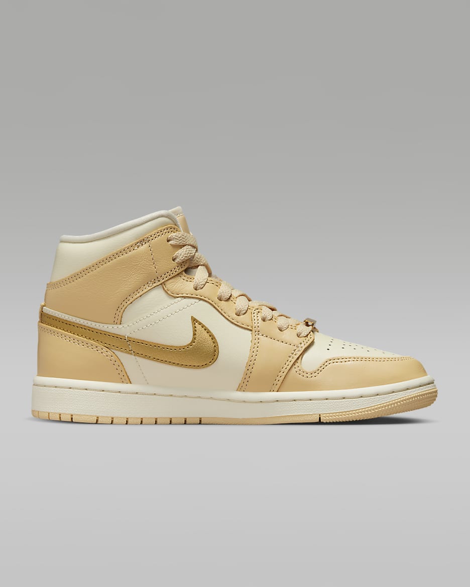 Air Jordan 1 Mid SE Women's Shoes - Pale Vanilla/Coconut Milk/Sail/Metallic Gold