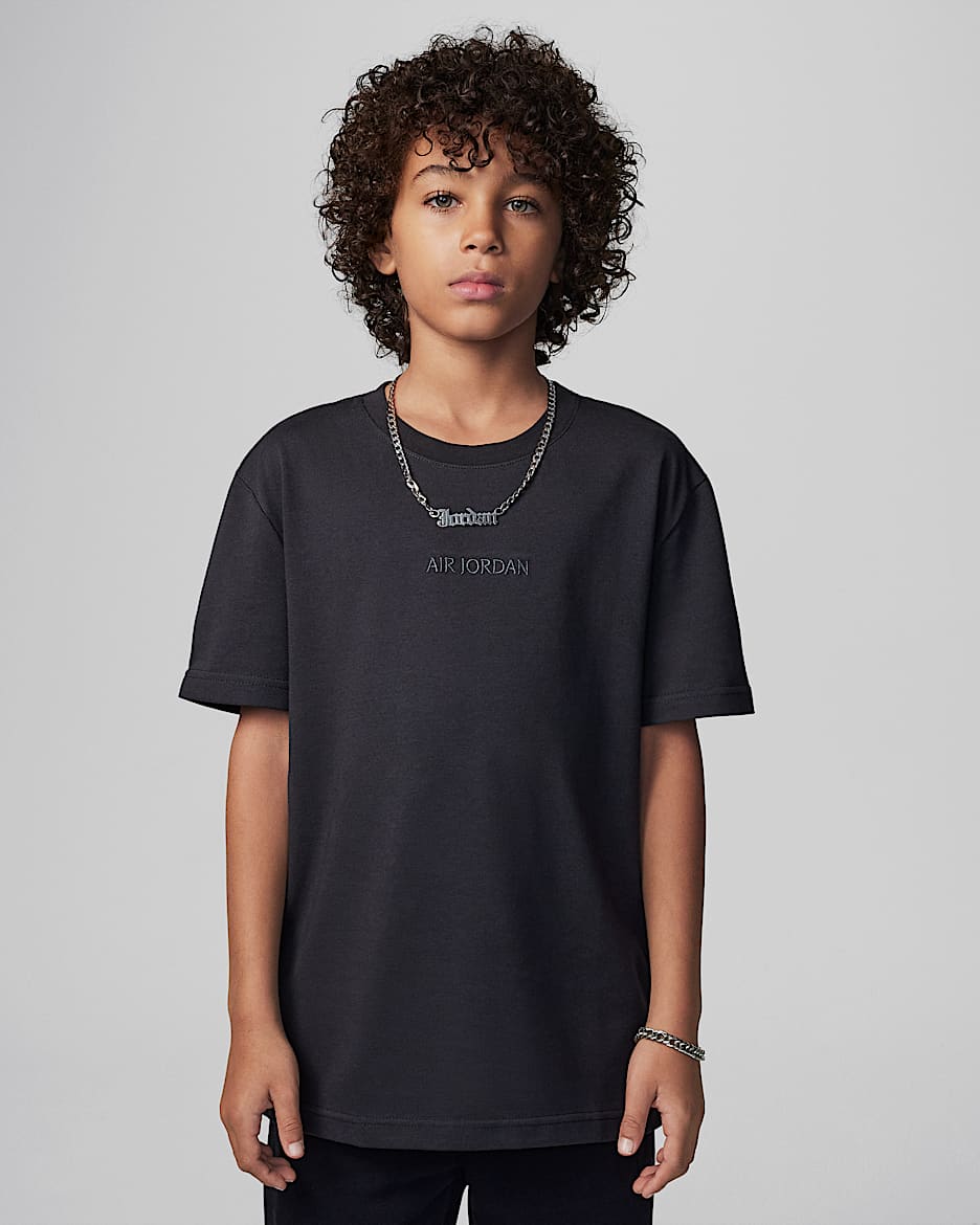 Playera bordada para niños talla grande Air Jordan - Sombrío apagado
