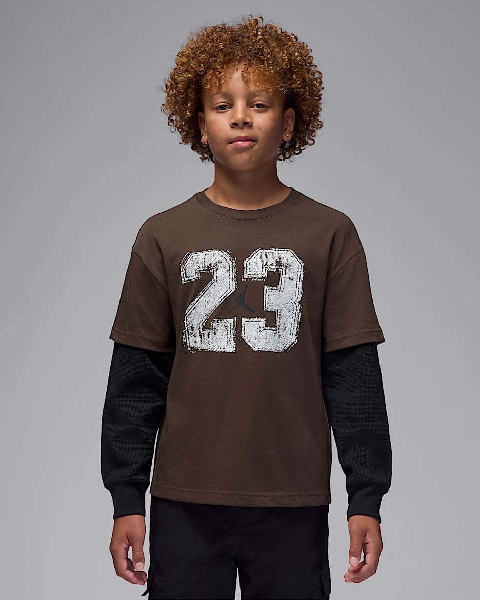 Jordan MVP Big Kids' Twofer T-Shirt - Baroque Brown