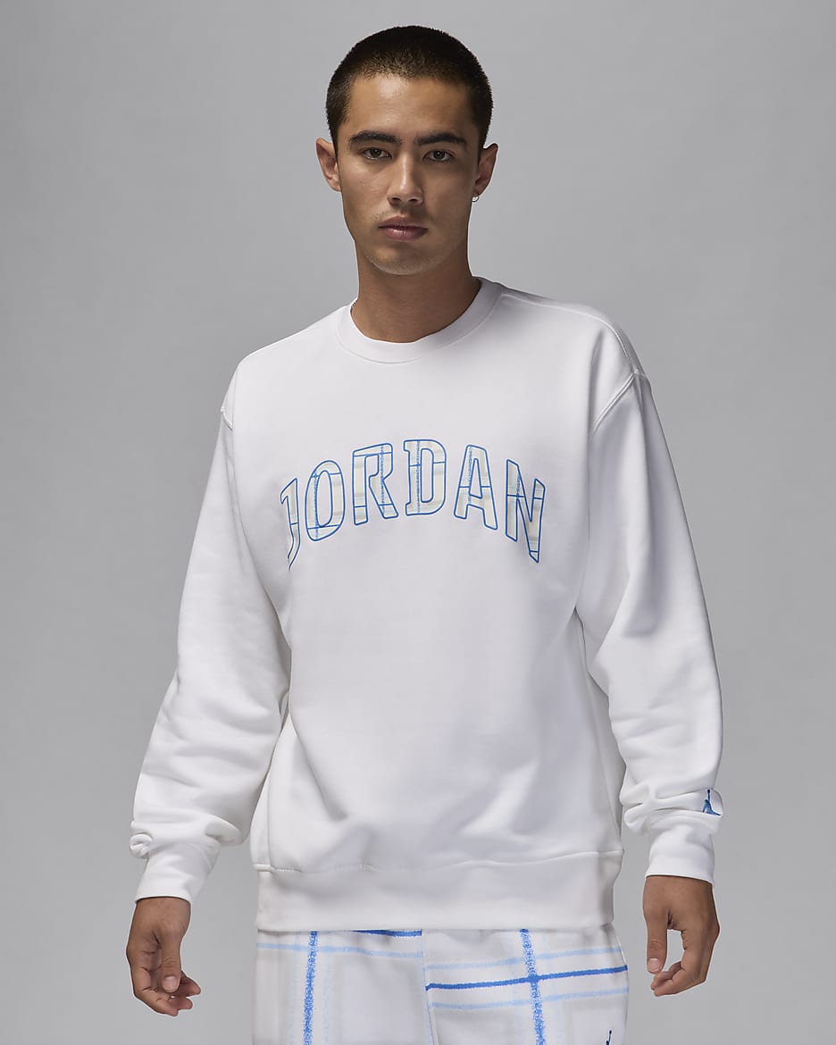 Felpa a girocollo in fleece Jordan Essentials – Uomo - Bianco/Legend Blue