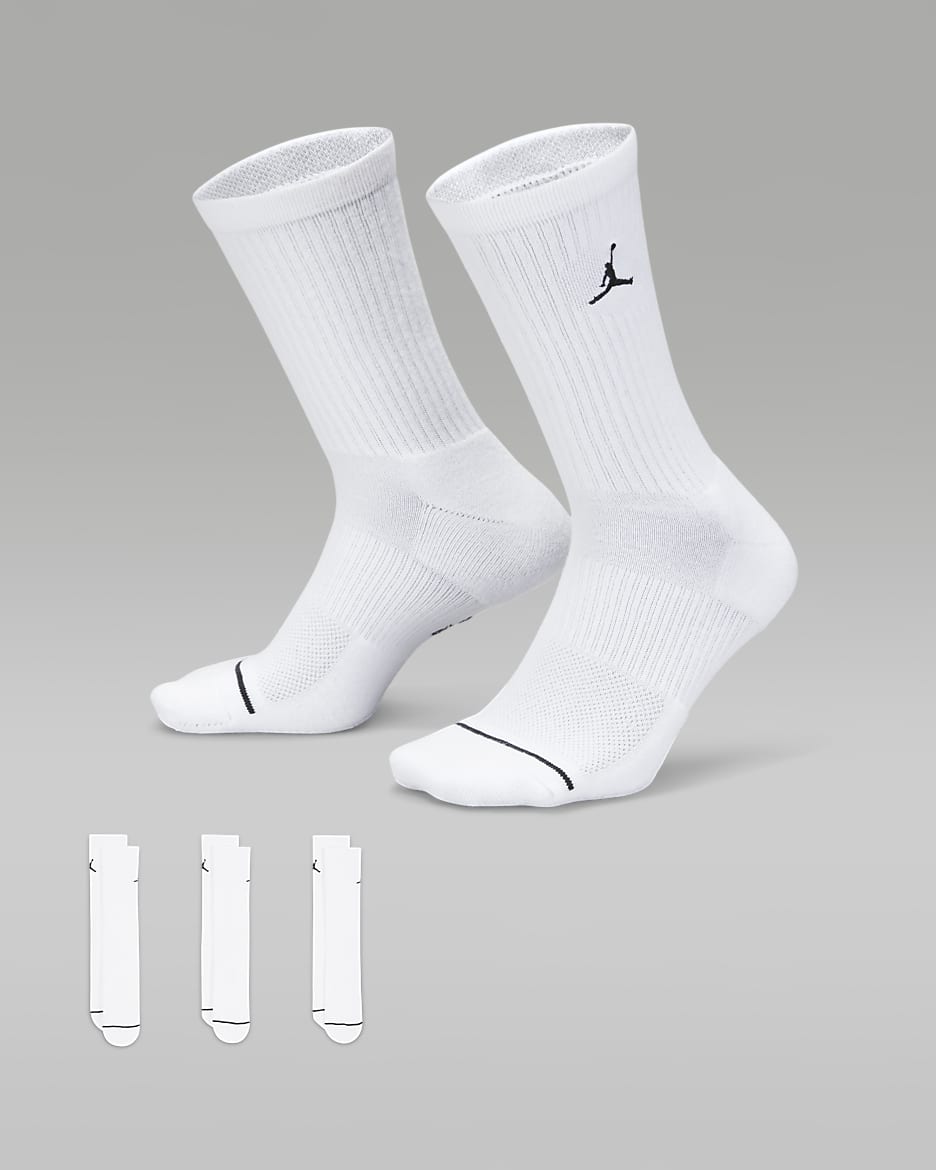 Jordan Everyday Crew Socks (3 pairs) - White/Black