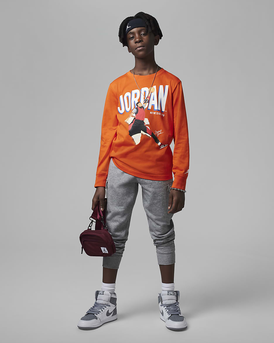 Jordan MVP Breakout Long Sleeve Tee Big Kids' (Boys') T-Shirt - Rush Orange