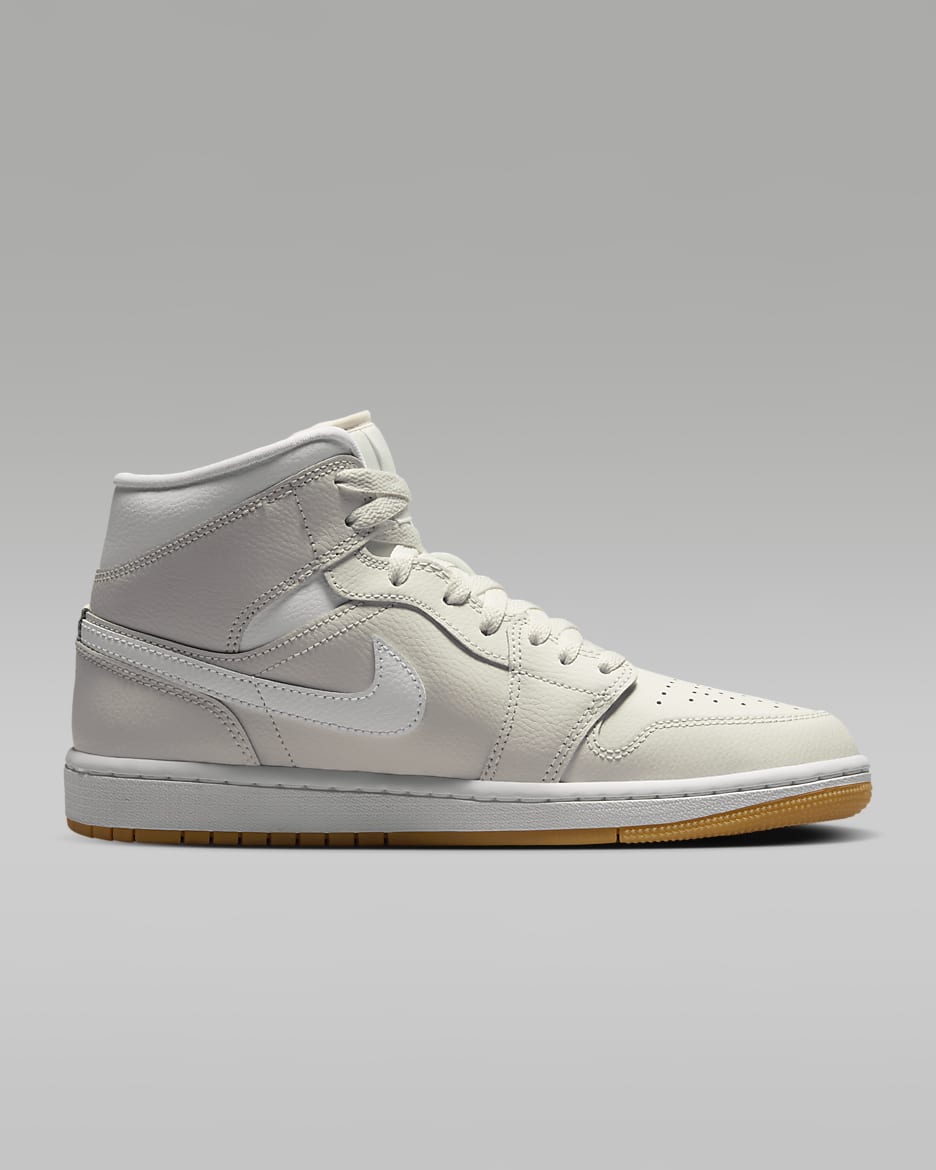 Air Jordan 1 Mid Women's Shoes - Phantom/Gum Light Brown/White