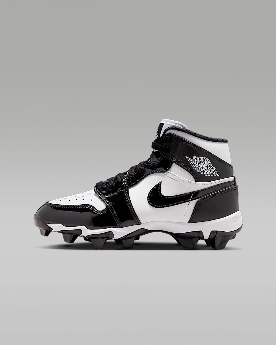 Jordan 1 Mid Little/Big Kids' Cleats - White/Black/Black