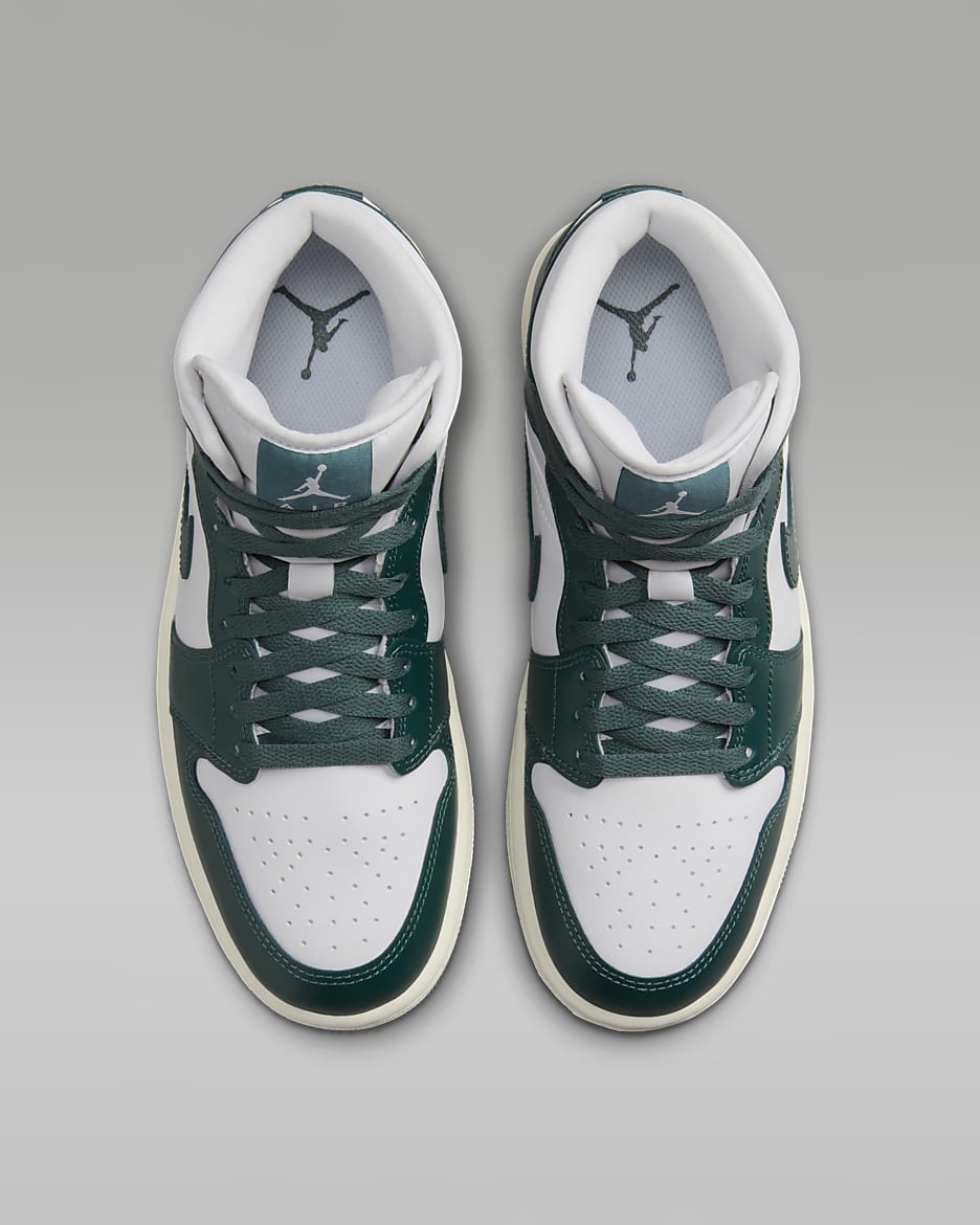 Air Jordan 1 Mid Women's Shoes - White/Sail/Oxidised Green