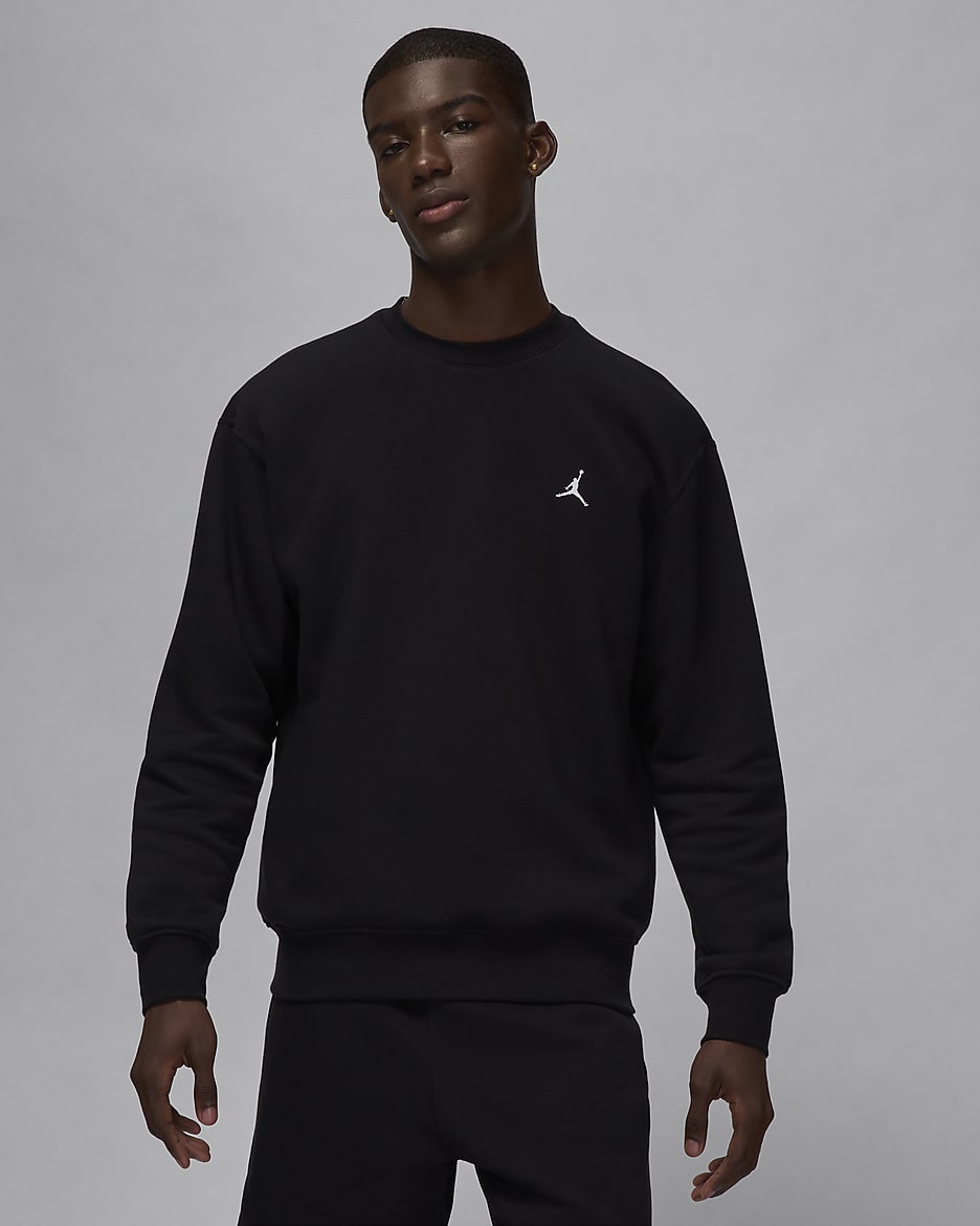 Sweat à col ras-du-cou en tissu Fleece Jordan Brooklyn pour homme - Noir/Blanc